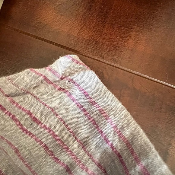 ANTHROPOLOGIE Elevenses Nantucket Ruffled Jumpsuit Striped Linen Size 12 - Picture 15 of 16